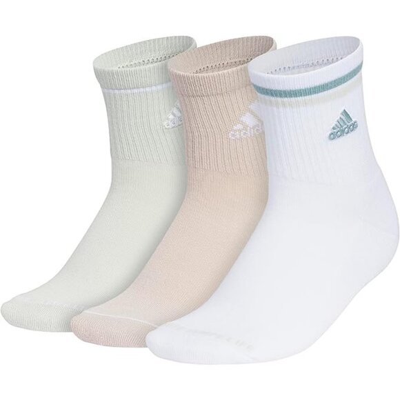 NEW adidas Women's Cushioned Sport High Quarter Socks (3-Pair) Crew Socks - GrBW - Picture 1 of 4
